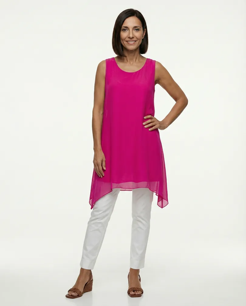 Tunika mit Seide A-Linie in  pink von Spaziodonna (Bild 3)