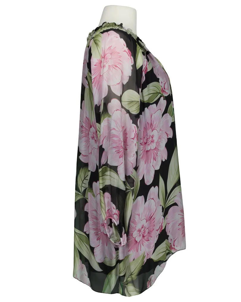 Tunika mit Seide Floral in  schwarz von H. Trend (Bild 2)
