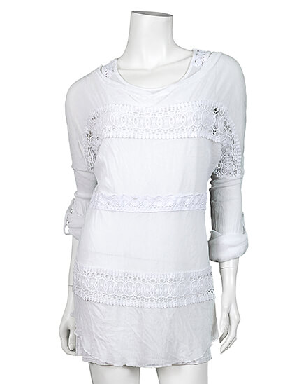 Tunika Shirt mit Spitze 2-tlg. in  weiss von fashion made in italy (Bild 1)
