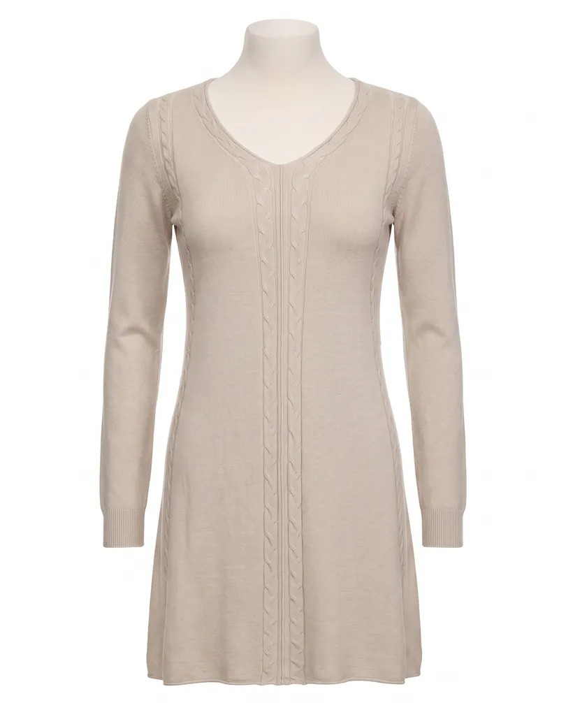 Long Pullover Zopfmuster in  beige von Spaziodonna (Bild 1)