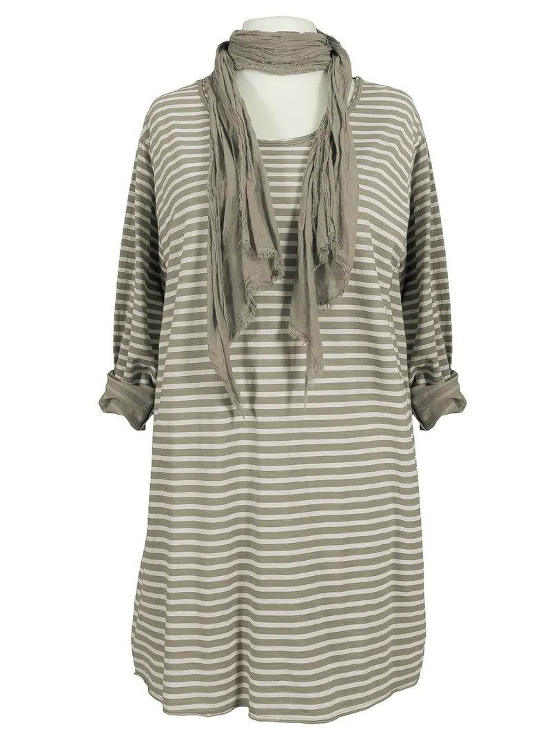 Long Shirt mit Schal in  taupe von Be Charnelle (Bild 1)