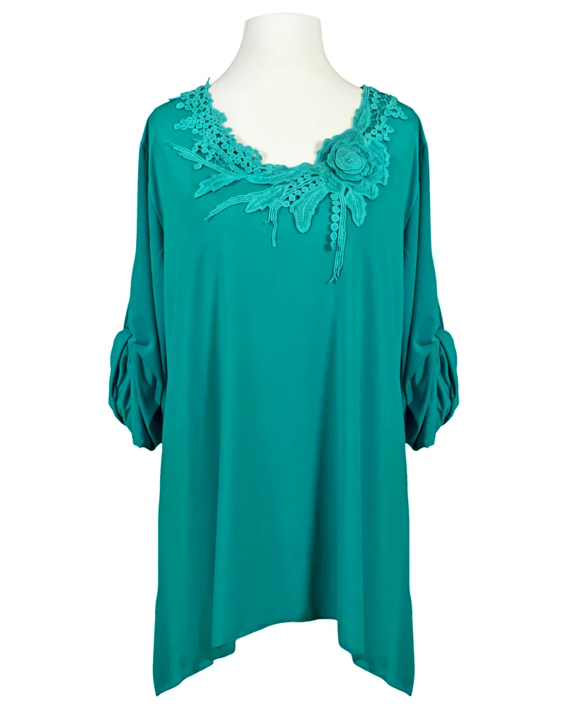 Jersey Shirt mit Spitze in aqua von Diana