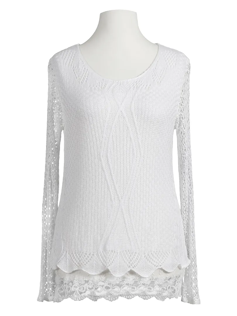 Tunika Shirt mit Spitze in  wei� von Italia Moda (Bild 1)