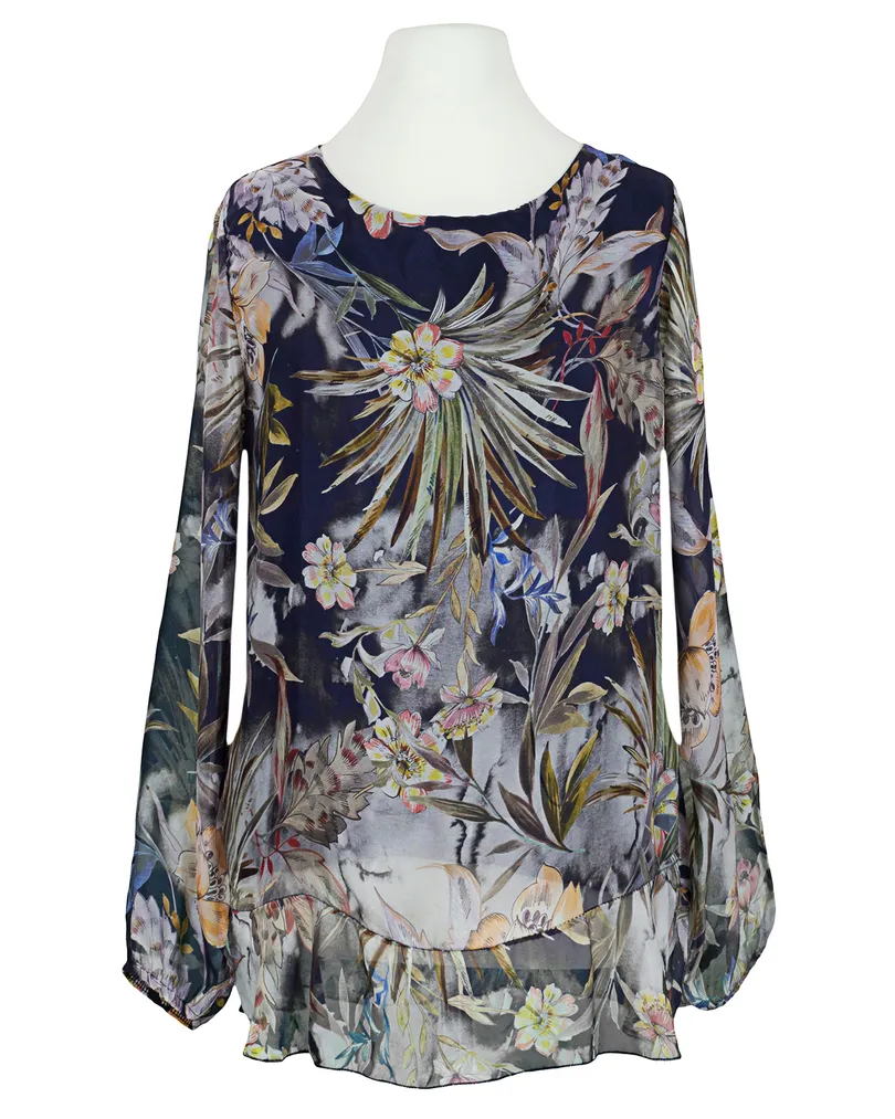 Tunikabluse Floral mit Seide in  dunkelblau von Made in Italy (Bild 1)