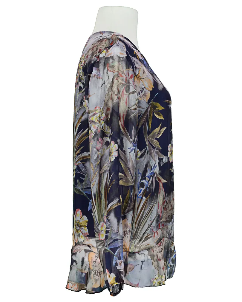 Tunikabluse Floral mit Seide in  dunkelblau von Made in Italy (Bild 2)