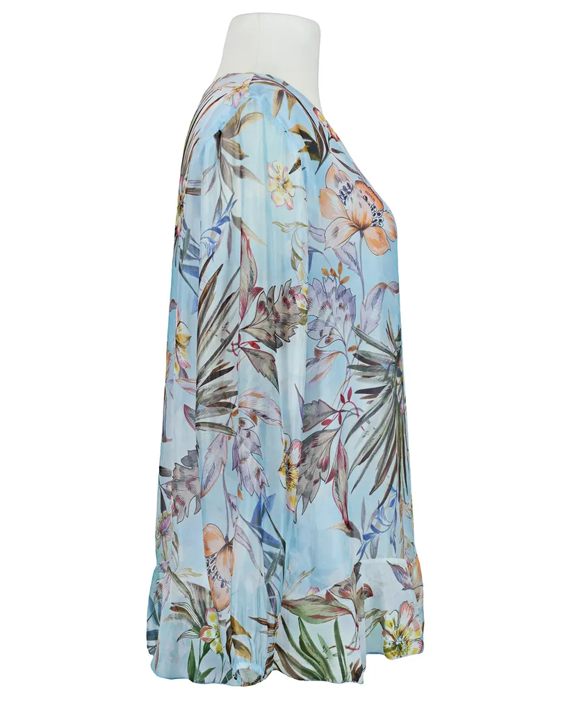 Tunikabluse Floral mit Seide in  hellblau von Made in Italy (Bild 2)