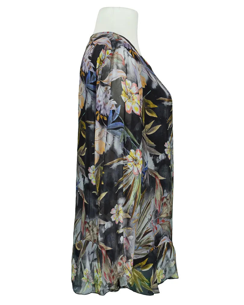 Tunikabluse Floral mit Seide in  schwarz von Made in Italy (Bild 2)