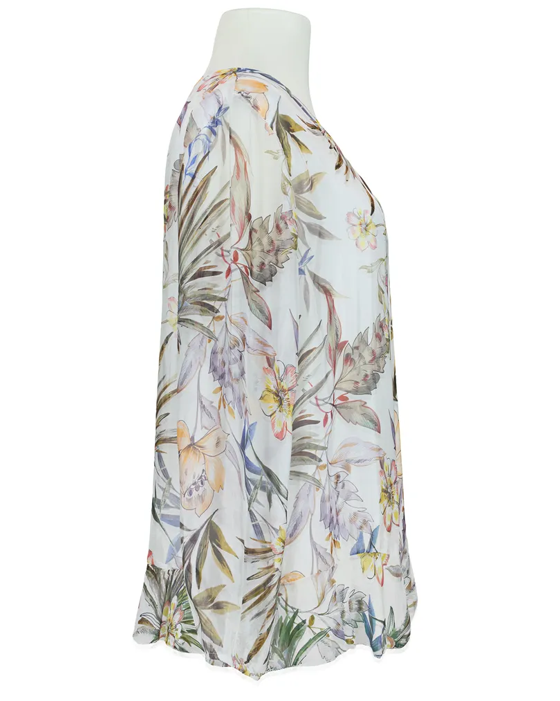 Tunikabluse Floral mit Seide in  wei� von Made in Italy (Bild 2)
