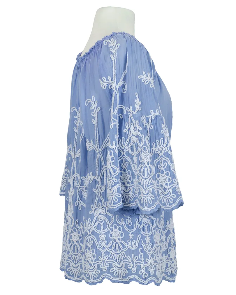 Tunikabluse Kordelstickerei in  blau von Diana (Bild 2)