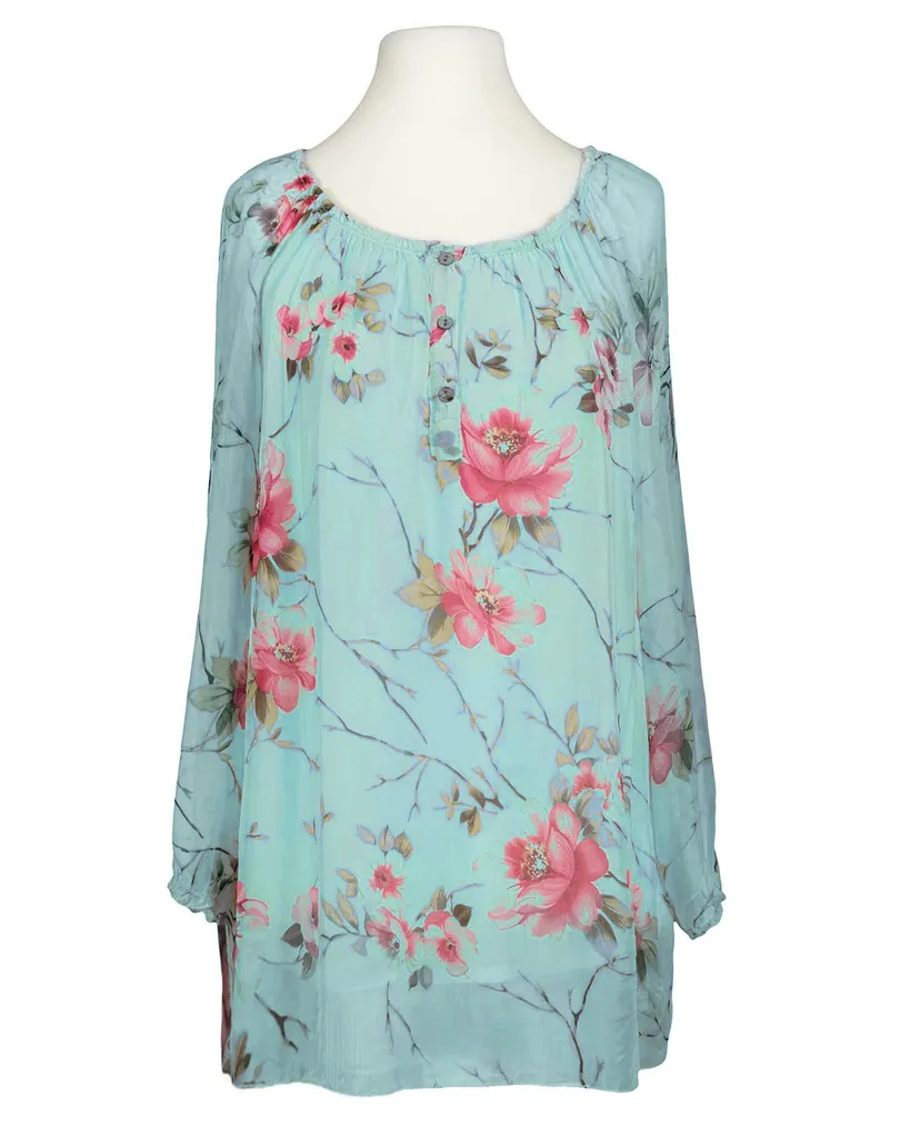 Tunikabluse Seide Floral in  t�rkis von Esvivid (Bild 1)