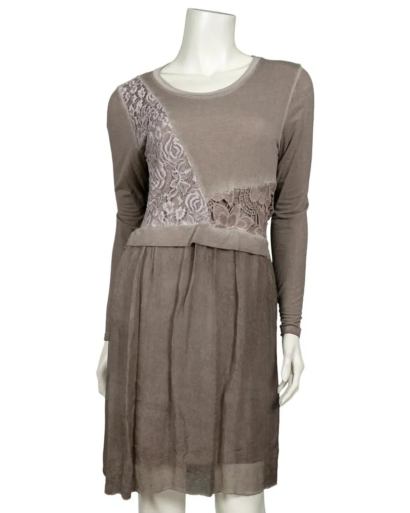 Kleid mit Spitze in  braun von Spaziodonna (Bild 1)