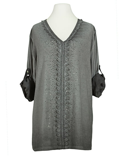 Tunikashirt mit Spitze in  grau von Spaziodonna (Bild 1)