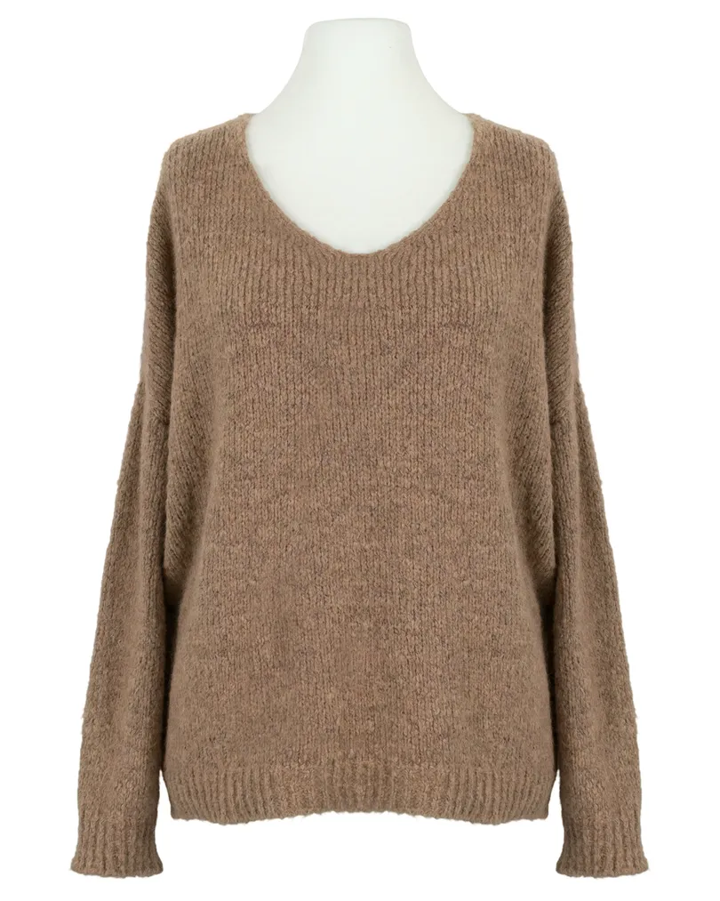 V-Ausschnitt Pullover Grobstrick in  camel von Selected Touch (Bild 1)