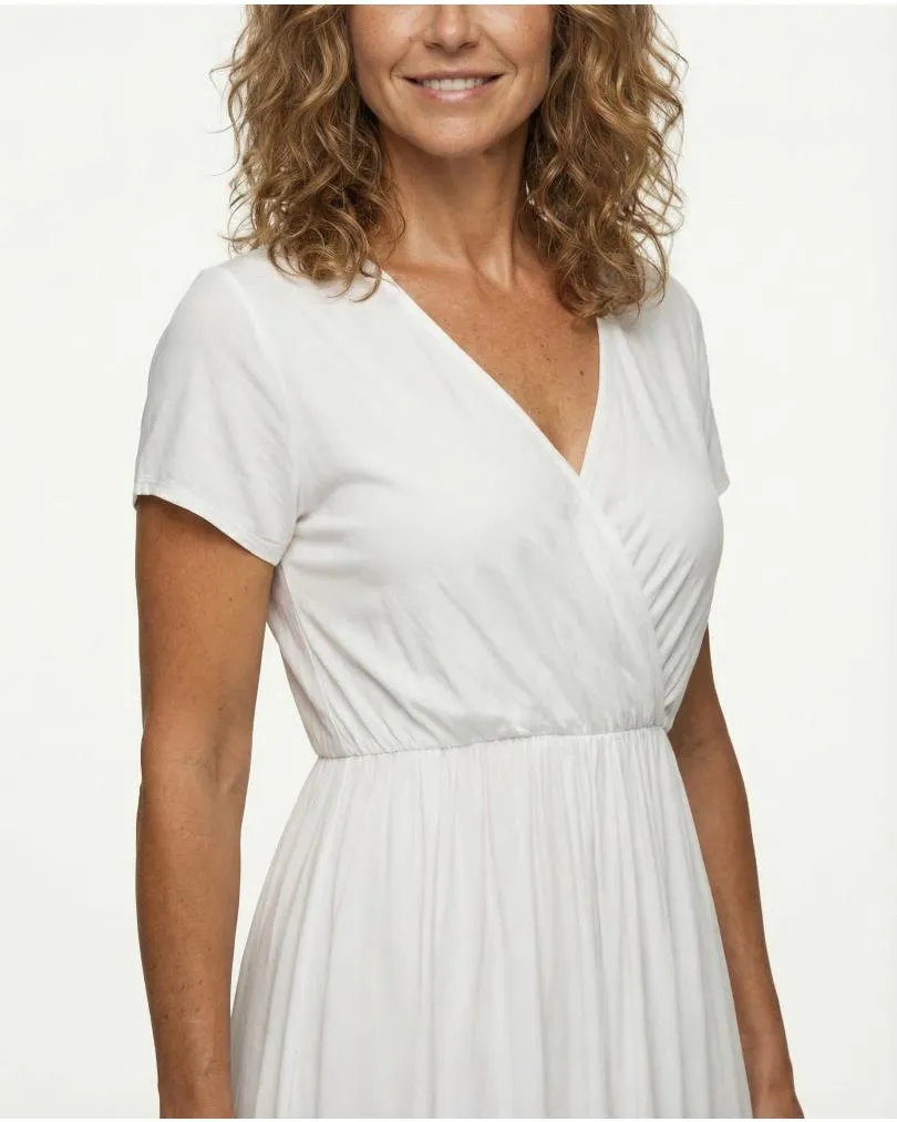 Wickeloptik Kleid mit Volant in  wei� von Spaziodonna (Bild 4)