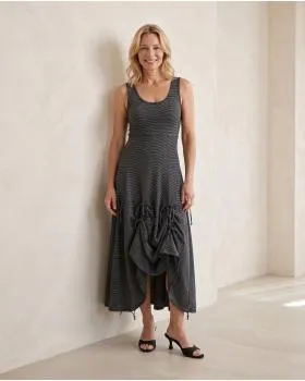 Baumwollkleid A-Linie gestreift in  schwarz von FASHION (Bild 3)