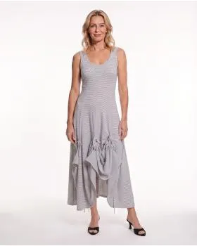 Baumwollkleid A-Linie gestreift in  wei� von FASHION (Bild 2)