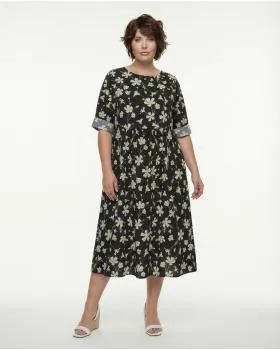 Baumwollkleid Floral in  schwarz von Wendy (Bild 4)