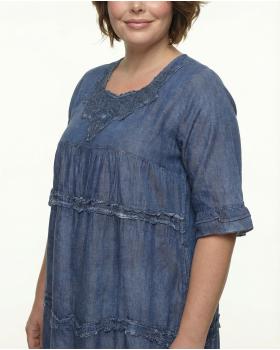 Baumwollkleid Lochstickerei in  blau von Manga (Bild 3)