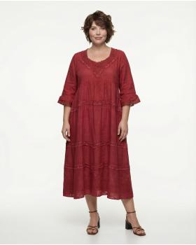 Baumwollkleid Lochstickerei in  rot von Manga (Bild 2)