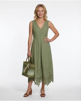 Baumwollkleid mit Spitze in  khaki von fashion made in italy (Bild 3)
