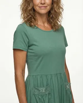Baumwollkleid mit Spitze in  petrol von Made in Italy (Bild 4)