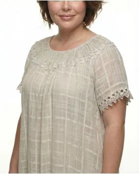 Baumwollkleid mit Spitze in  taupe von Spaziodonna (Bild 4)