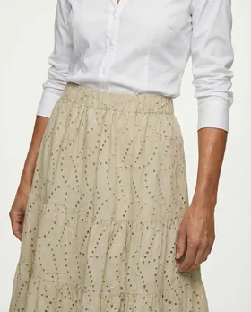 Baumwollrock mit Lochstickerei in  beige von Made in Italy (Bild 3)