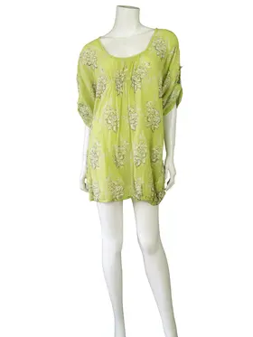 Baumwolltunika floral in  limette von Made in Italy (Bild 2)