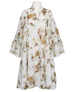 Blumenkleid mit Volants in  wei�-braun von Made in Italy (Bild 1)