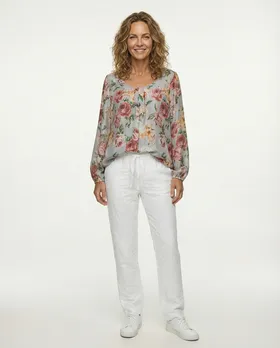 Bluse Floral mit Seide in  grau von Made in Italy (Bild 2)