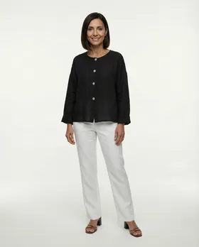 Bluse Leinen in  schwarz von Made in Italy (Bild 3)