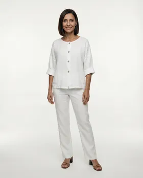 Bluse Leinen in  wei� von Made in Italy (Bild 3)