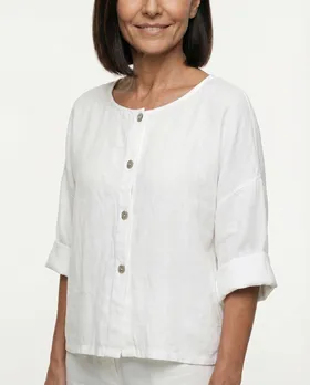 Bluse Leinen in  wei� von Made in Italy (Bild 4)