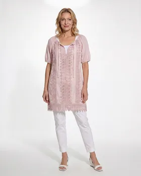 Bluse mit H�kelspitze in  rosa von Montan (Bild 2)