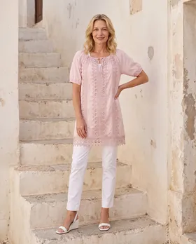 Bluse mit H�kelspitze in  rosa von Montan (Bild 4)
