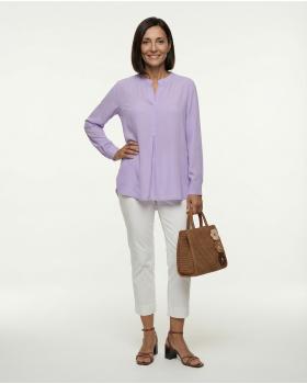 Bluse mit Stehkragen in  helllila von Made in Italy (Bild 3)