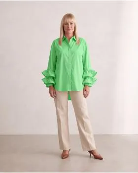 Bluse mit Volant�rmel in  gr�n von Made in Italy (Bild 3)