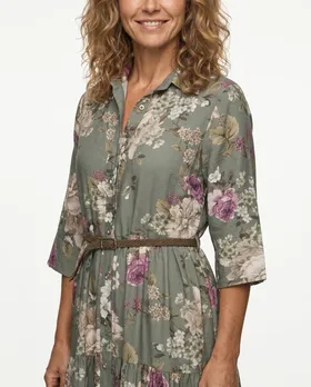 Blusenkleid Floral in  khaki von Made in Italy (Bild 5)