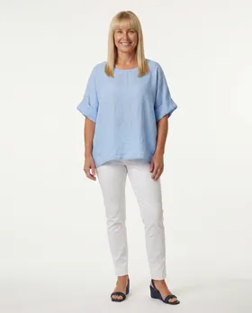 Blusenshirt Leinen in  hellblau von Puro Lino (Bild 3)