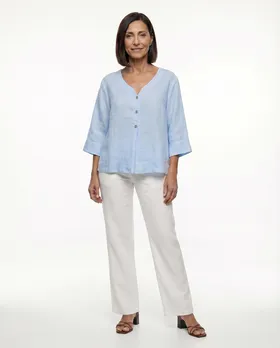 Blusenshirt Leinen in  hellblau von Puro Lino (Bild 3)