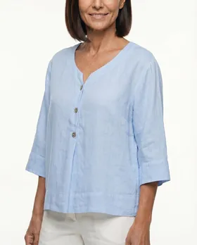 Blusenshirt Leinen in  hellblau von Puro Lino (Bild 4)