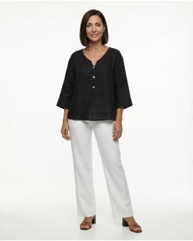 Blusenshirt Leinen in  schwarz von Made in Italy (Bild 3)