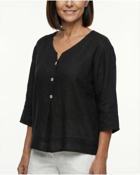 Blusenshirt Leinen in  schwarz von Made in Italy (Bild 4)