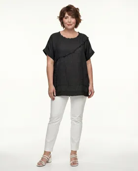 Blusenshirt Leinen in  schwarz von Made in Italy (Bild 4)