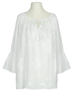 Blusenshirt mit Lochstickerei in  weiss von Made in Italy (Bild 1)