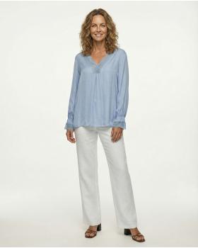 Blusenshirt mit Spitze in  hellblau von Made in Italy (Bild 3)