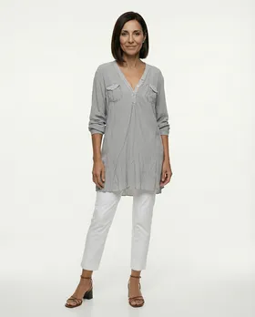 Blusenshirt Pailletten in  grau von Spaziodonna (Bild 3)