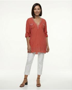 Blusenshirt Pailletten in  koralle von Spaziodonna (Bild 3)