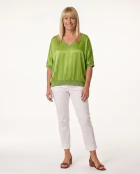 Blusenshirt Satin in  gr�n von Made in Italy (Bild 3)