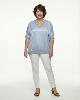 Blusenshirt Satin in  hellblau von Made in Italy (Bild 3)